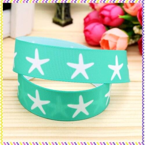 New 7/8'' Free shipping starfish printed grosgrain ribbon hair bow headwear party decoration wholesale OEM 22mm H4082