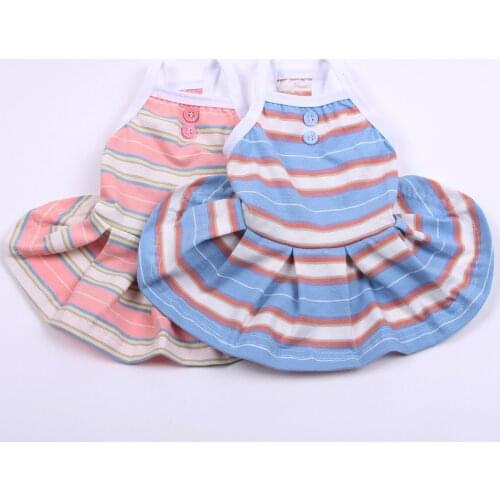 New Dog Pet Clothes Dress Vest Striped Design 100% Cotton Cat Puppy Skirt Spring/Summer Clothes Apparel 2 Colours 6 Sizes