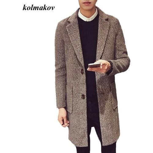 2020 New Arrival Style men woolen overcoat fashion leisure silm flower pattern single breasted long woolen trench coat M-3XL