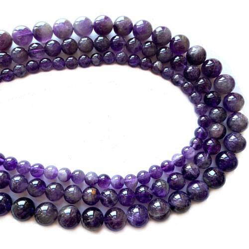 Wholesale 100% Natural Amethysts AAA Crystal Stone Beads For Jewelry Making DIY Bracelet Necklace 4/6/8/10/12mm Strand 15