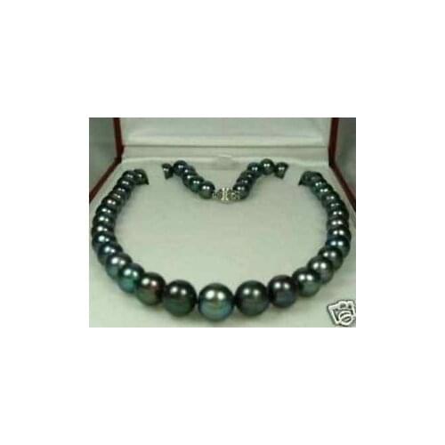 8-9mm Tahitian Black Natural Pearl Necklace 18" AAA