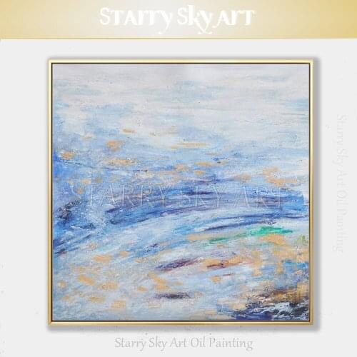 Professional Artist Hand-painted High Quality Abstract Blue Oil Painting on Canvas Handmade Beautiful Modern Blue Oil Painting