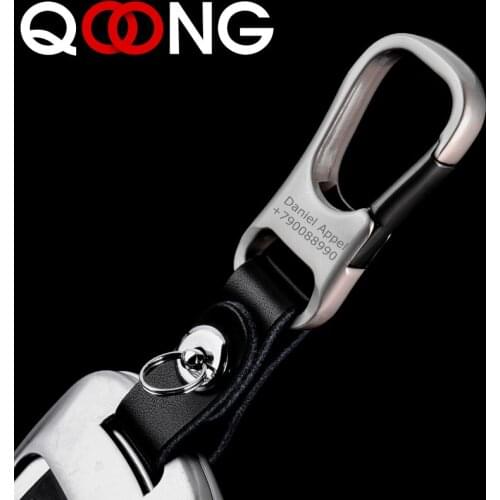 QOONG Genuine Leather Key Smart Wallet DIY Car Keychain EDC Pocket Key Holder Keys Organizer Customized Key Chain Keyring Y52