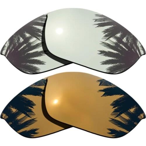 Silver Mirrored & Bronze Gold Mirrored Polarized Replacement Lenses for Half Jacket 2.0 Frame 100% UVA & UVB