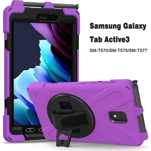 Silicone Case with Hand Strap and Bracket for Samsung Galaxy Tab Active 3 2020 T570 T577 T575 Shockproof Cover