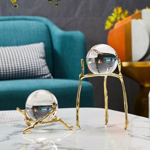 Modern luxury pure copper crystal ball ornaments Nordic living room study cabinet office desktop wine cabinet home decoration