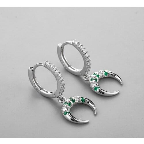 925 Sterling Silver Horn Crescent Pendant Elegant Stud Earrings For Women Charm Party Punk Jewelry eh006