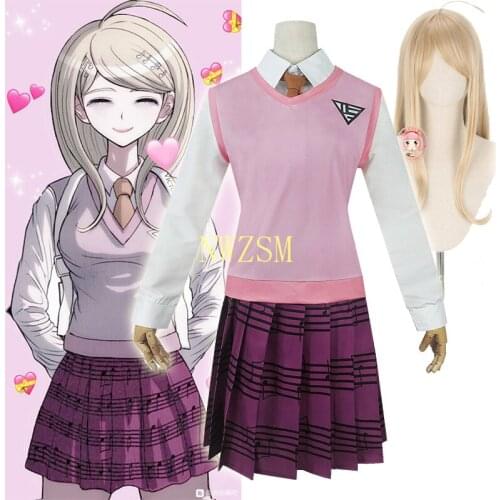 New Danganronpa V3 COSPLAY Akamatsu kaede costume Womens uniform Anime Shirt / Vest / skirt / socks/Wigs JK school uniform