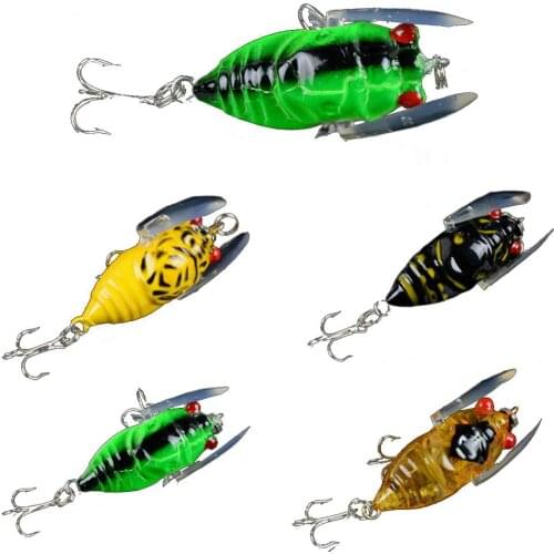 1 Pc 4cm Fishing Tackle Lure Top Water Plastic Insect Cicada Bass Hard Bait 3D Fake Lures