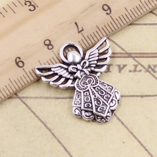 10pcs Charms Guardian Angel 26x23mm Tibetan Bronze Silver Color Pendants Antique Jewelry Making DIY Handmade Craft
