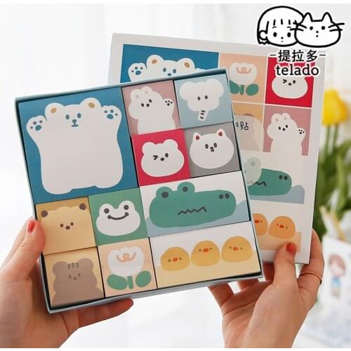 1100 Sheets Polar Bear Cartoon Cute Planner Sticky Notes Set Assorted Sizes Note Pads Memo Pad School Office Supplies Stationery