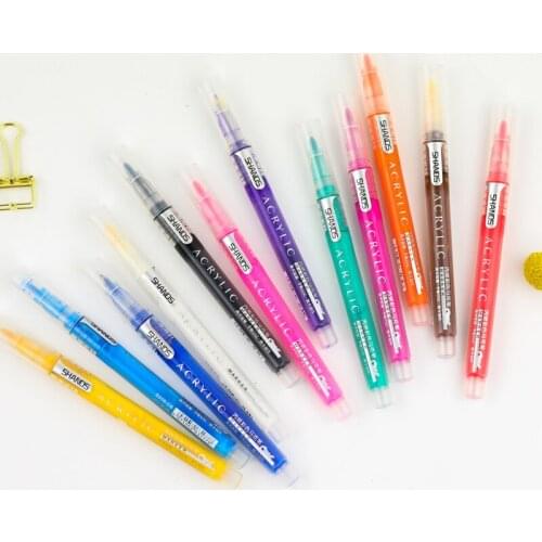 12Pcs/Set Colorful Marker Pens Paint Art Rock Metal Glass Pebble Waterproof Painting Pens Set Drawing Supplies For School Office