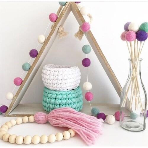 2M Handmade Wool Felt Balls For Kids Room Nursery Pom Pom Garland Ornament INS Nordic Style Wall Hanging Home Decor Party Prop