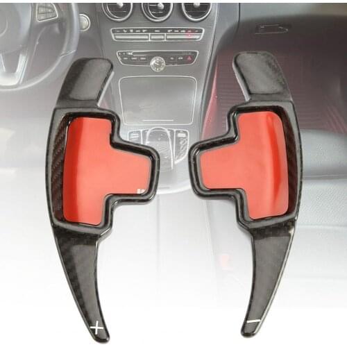 2Pcs Car Interior Trim Carbon Fiber Steering Wheel Shift Paddle Sticker for Mercedes-Benz C GLASs GLK E GLs ML