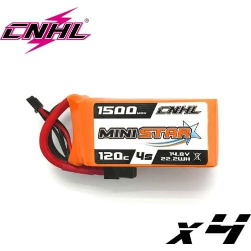 4PCS CNHL Lipo 4S 1500mAh 14.8V 120C Battery MiniStar Series With XT60 For RC FPV Quadcopter Helicopter Airplane Car Boat Drone