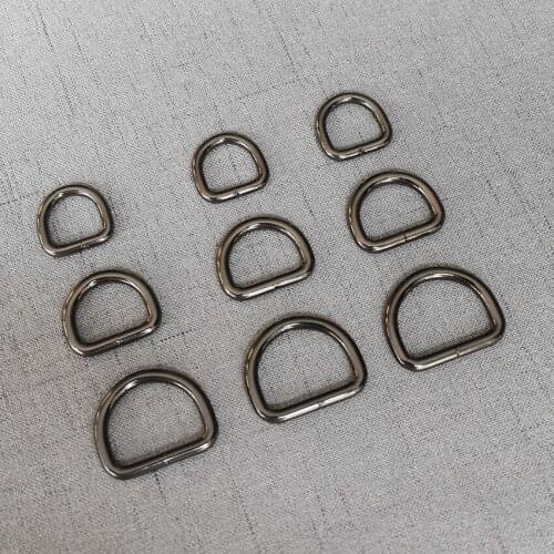 50 Pcs/Lot 15mm 20mm 25mm Gun Black Metal Adjustable Rectangle D Ring For Backpacks Paracord DIY Dog Collar Strap Webbing