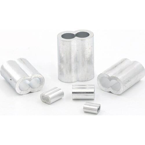 Aluminum Casing Wire Rope Clamp Furrules Crimping Sleeve Double-hole 8Shape Oval Clip Ferrule Cable Ties Crimp Stell Chuck Noose