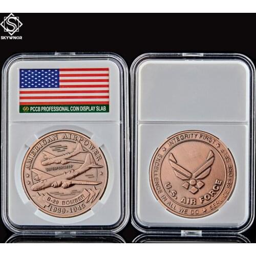 American Military Challenge Coin Air Force Airpower B-29 Bomber Bronze Coin Collection with PCCB Cover