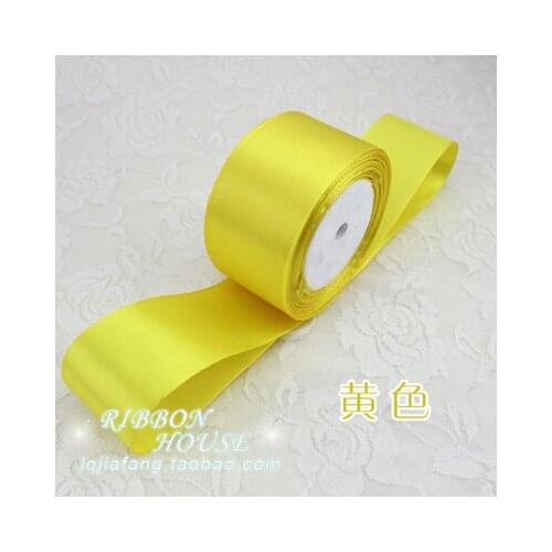 22meter/Lot) 2'' 50mm Yellow Satin ribbons wholesale gift wedding Christmas decoration wrapping ribbons Sewing Fabric Hand DIY