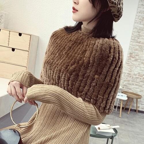 BESFILIN natural real Rex Rabbit Fur high elastic Shawl Collar Scarf Shoulder cuff for women To keep warm
