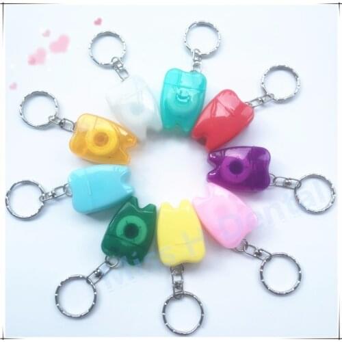 Lovely Tooth-Shaped Key Chain Type Flat-Line Portable Dental Floss Gum Care Convenient 5pcs/set