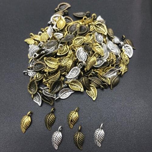 60pcs/LOT 15mm Alloy Beads Cap Ancient Mix Colors Charms Leaves Shape Pendant Charms For Jewelry Making DIY Accessories