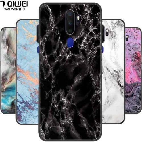 For Oppo A5 2020 Case 6.5'' Soft Silicone Print Marble TPU Phone Cover for OPPO A9 2020 Case A 9 2020 Black Bumpers Coque Capa