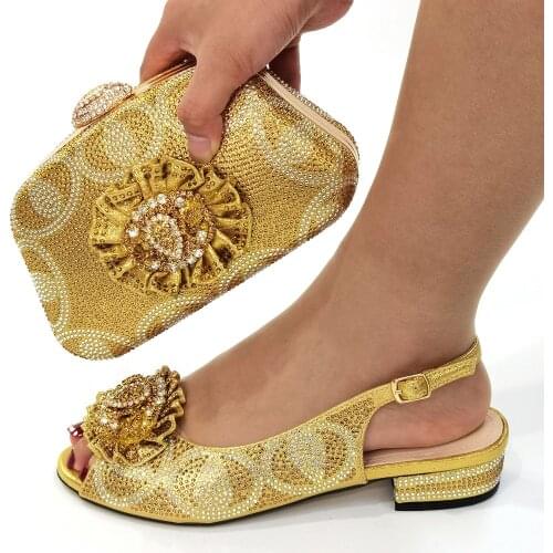 Doershow beautiful Italian Matching Shoes And Bag Set African Style Ladies Shoes And Bag To Match For Wedding Dress! SOP1-8