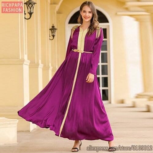 Purple Vestidos Muslim Fashion Dress Abaya Turkey Islam Hijab African Dresses Abayas For Women Caftan Kaftan Moroc Robe Sukienki