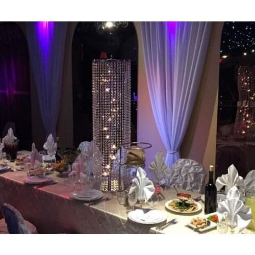 Hot 100cm Tall Silver Wedding Candelabras Flower Stand Crystal Table Centerpiece Wedding Decoration 10 pcs