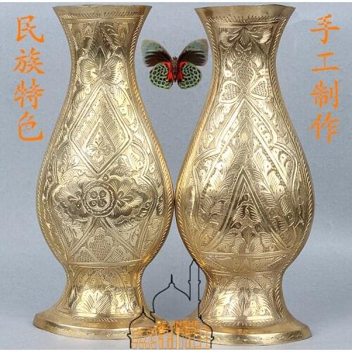 India modern fashion decoration crafts vase flat flat Golden Vase