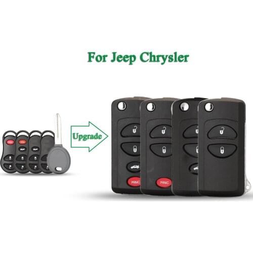 Bilchave 10pcs Modified For JEEP Liberty Chrysler Sebring Dodge Transmitter FOB Remote Car Key Shell 2/3/4 Buttons Replacement