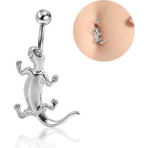 Stainless steel anti allergy non fading cute gecko Navel Ring Navel nail body piercing jewelry in body jewelry