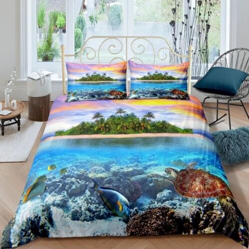 3D Duvet Cover Sets Quilt Covers Comforter Case Set Bedding Set King Queen Full Twin Double Single Size Bed Linen Sea Turtle