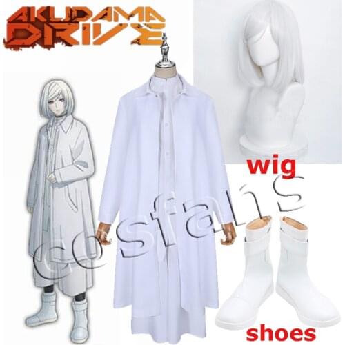Anime Akudama Drive Cutthroat Satsujinki Cosplay Costume White Outfits for Adult Women Men Trench Pants Shirt Halloween Costumes