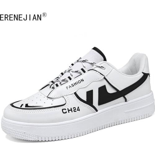 ERENEJIAN Mens Reflective Sneakers Fashion White Shoes For Male Casual Flats Footwear Trendy Lace Up