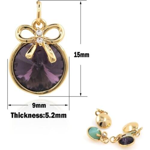 Round Crystal Pendant Personalized Necklace Micropavé Crystal Pendant DIY Jewelry Making Accessories 15x9x5.2mm