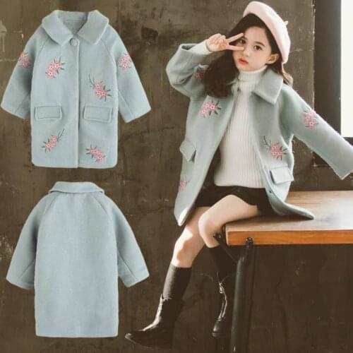 Winter Coat For Girls Thick Woolen Jackets Outwear For Girls Fashion Autumn Teenage Kids Turn-down Collar Outerwear Clothes