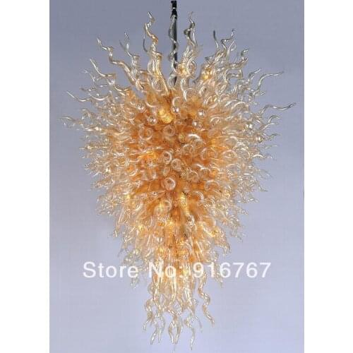 LR380-Free Shipping Glossy Amber Long Chandelier Contemporary Lamp