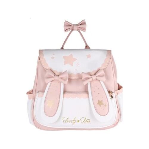 Sweet Lolita Cute Moon Star Rabbit Ruffles Backpack Harajuku Soft Girl kawaii Bow Handbag Gothic Shoulder Bag Student Schoolbag