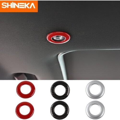 SHINEKA Interior Mouldings For Dodge Challenger 2014+ ABS Car Roof Reading Lamp Cover Stickers Accessories For Dodge Challenger