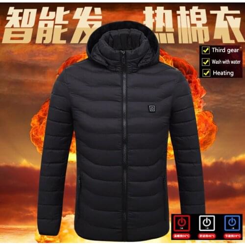 Men Women Outdoor Winter USB Electric Heated Jacket Thicken Thermal Down Cotton Hooded Jackets Climbing Camping Hiking Warm Coat