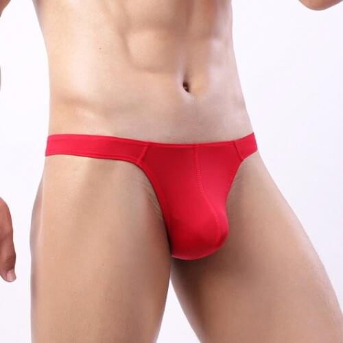 Men Jockstrap Ice-silk Soft Underwear G-Strings & Thongs Sexy Gay Penis pouch bikini buttocks Hollow thong men underwear