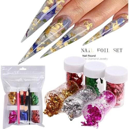 Nail Art Colored Gold Foil Wire Colored Double-sided Foil Paper Nail Color Foil Fragment Tool Set
