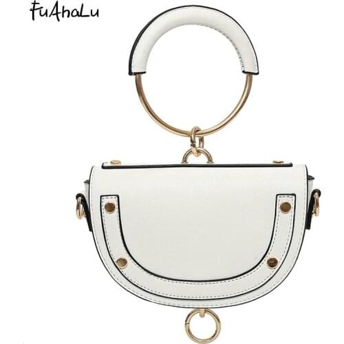 FuAhaLu new fashion saddle bag round handbag spring and summer shoulder Messenger bag