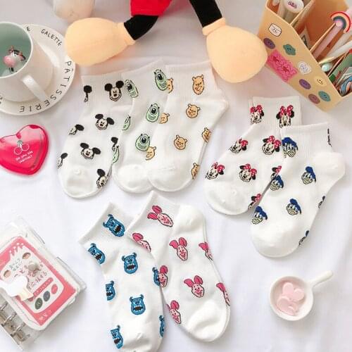Disney 1pair new Summer Korea women socks Cartoon Animal Mickey duck Short Socks Cute Funny Ankle Socks Cotton invisible socks