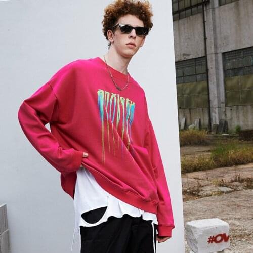 Firmranch 2021 New Men/Women Black Hip-Hop High Street Casual Loose Hoodies Individual Pattern Round Collar Sweatshirts