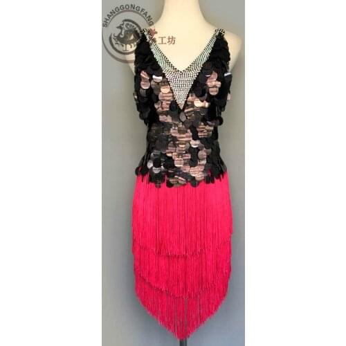 New style latin dance costume sexy sequins tassel latin dance dress for women latin dance compeition dresses A95 S-4XL