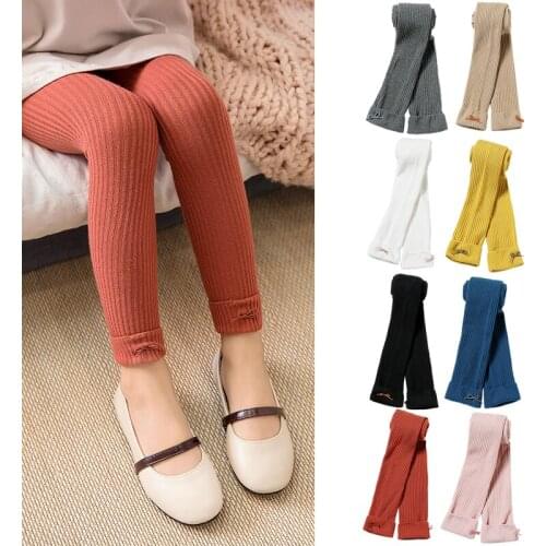 3-12T Girls Leggings Solid Skinny Girls Rib Leggings High Waist Children Clothes for Girls Ankle-length Baby Clothing