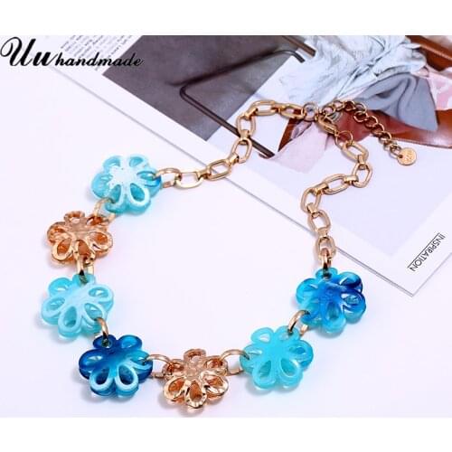 2017 Zinc Alloy Real Necklace Collier Choker Jewelry Kolye Collares Necklaces & Pendants Flowers New Women Femme Colar Feminino